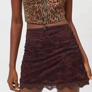 Urban Outfitters 90's Lace Skirt in Chocolate Brown